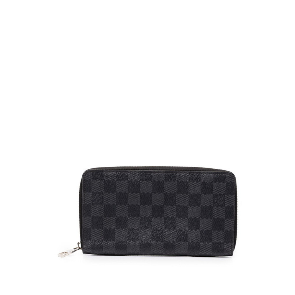 Louis Vuitton Damier Graphite Zippy Organizer Round Zipper Long Wallet N63077...